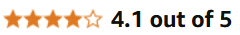 Amazon rating of 4.1 out of 5